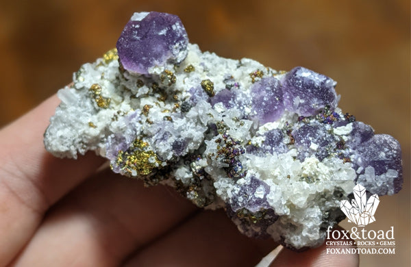 Purple Fluorite with Quartz, Chalcopyrite, Mangano Calcite (Peru)
