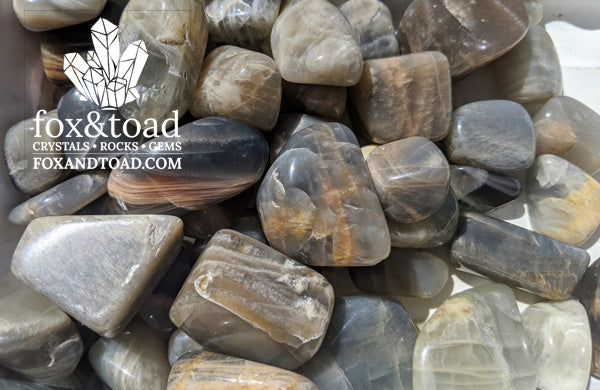 Moonstone, Black Tumbled Stones