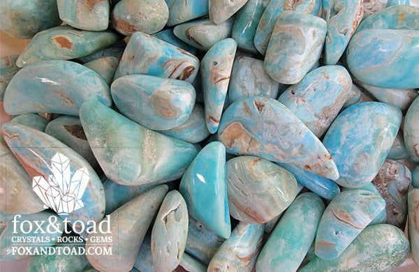 Aragonite, Blue Tumbled Stones