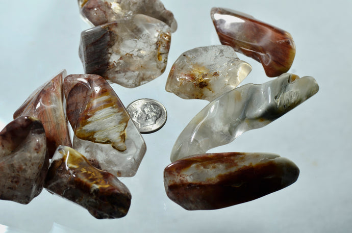 Quartz, Amphibole Tumbled Points